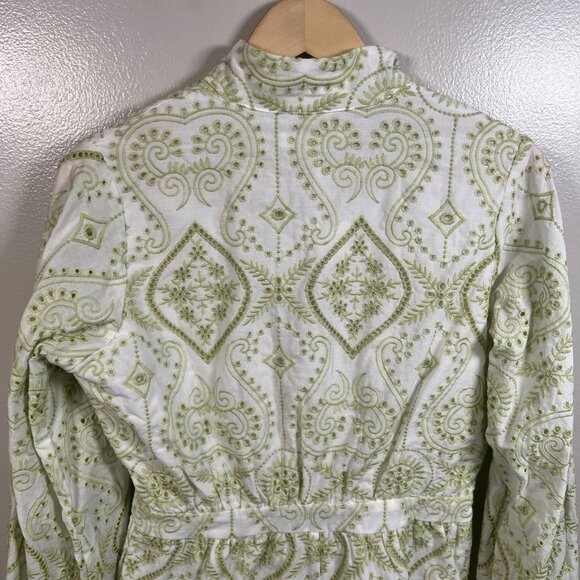 Vita Grace Neesha Playsuit Romper Size Small Green Embroidered Vacation Resort - Picture 11 of 11